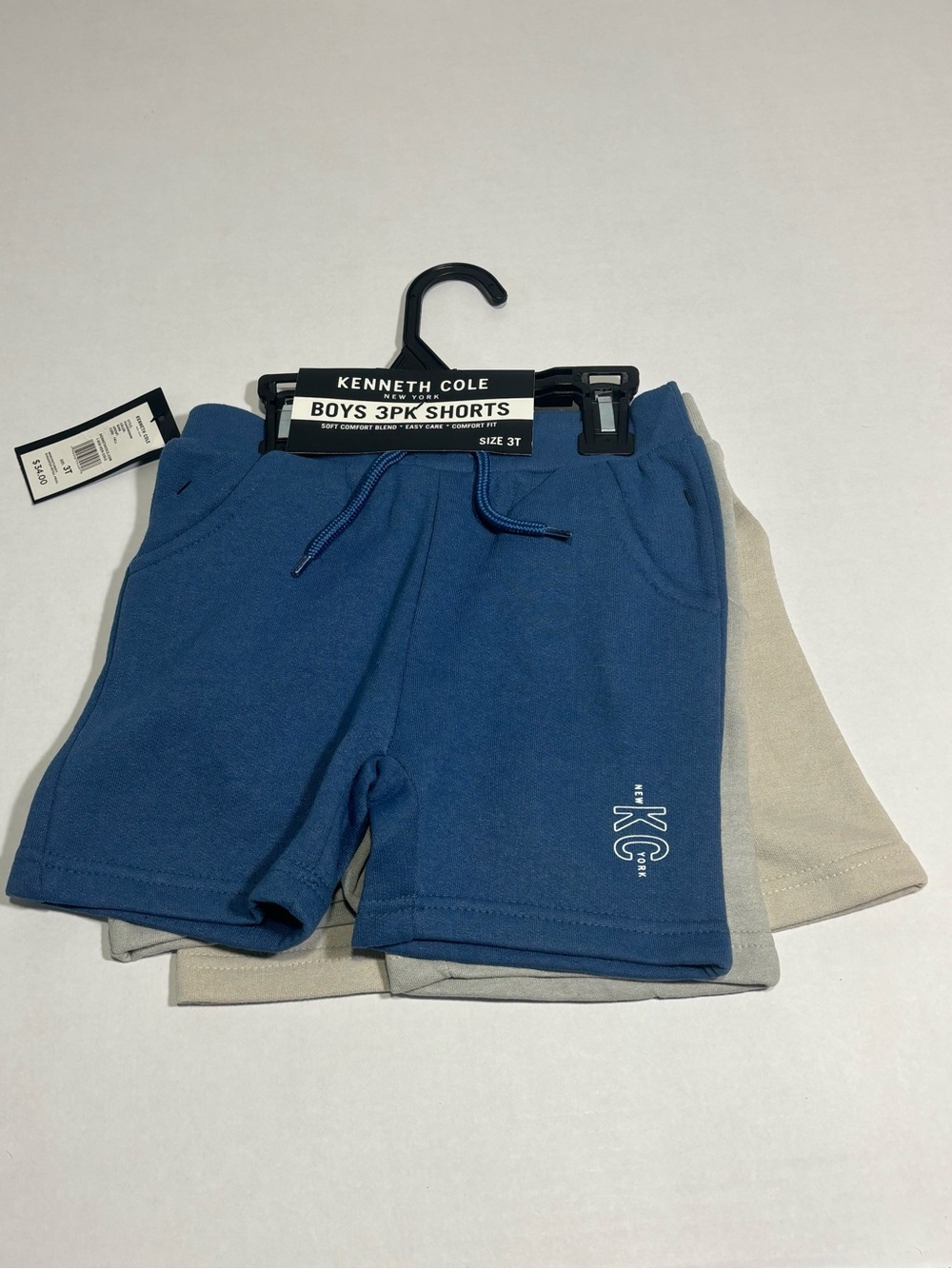 Kenneth Cole Boys 3-Pack Shorts - Blue, Gray & Tan